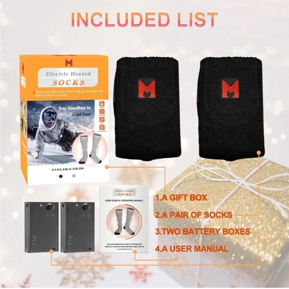 Heated Socks, Electric Heated Socks for Men Women, Battery Heated Socks